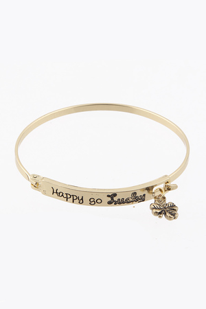 Happy Go Lucky Written Hinge Bracelet 5ECJ8
